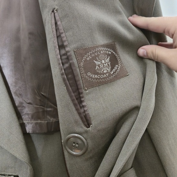 Vintage 50's REGULATION ARMY OVERCOAT WOOL Genuine US Military Taupe Size 40R - Picture 12 of 12